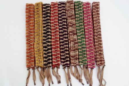 Rope braids for handpans and tongue drums red yellow green brown black purple